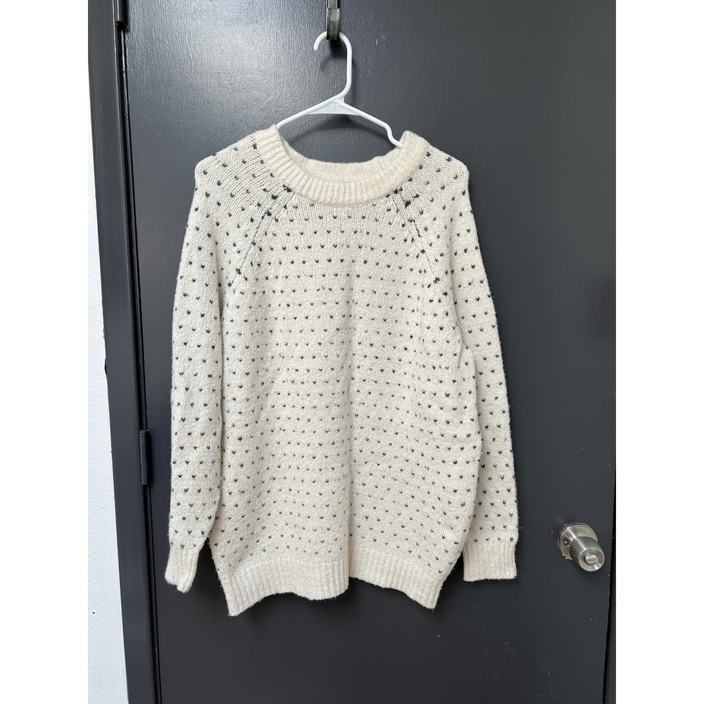Aerie Black White Polka Dot Long Sleeve Knit Sweater Shirt  Women's Sz M Soft